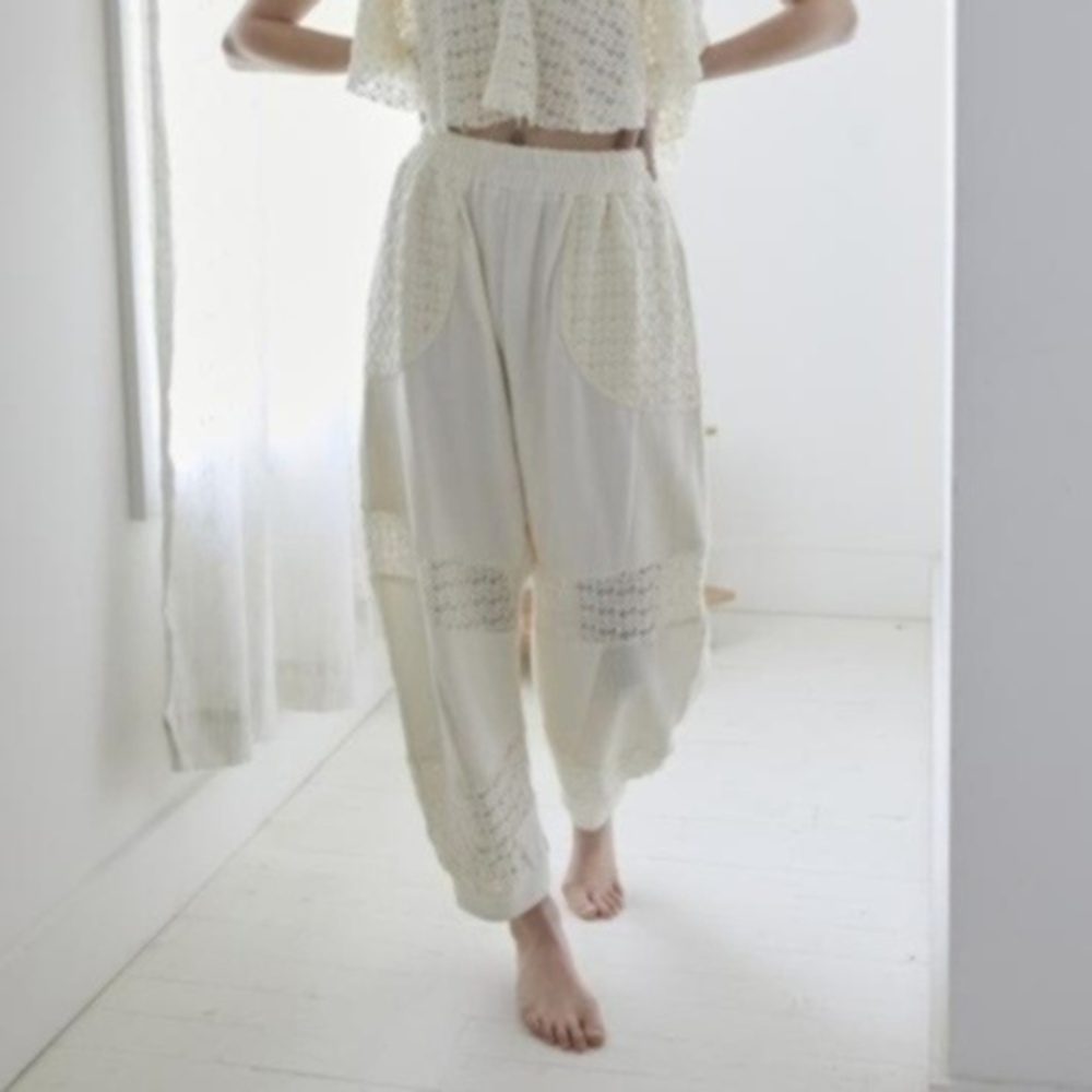 Cream Lounge Pants Crochet - NWT​​​​​​​​​​​​​​